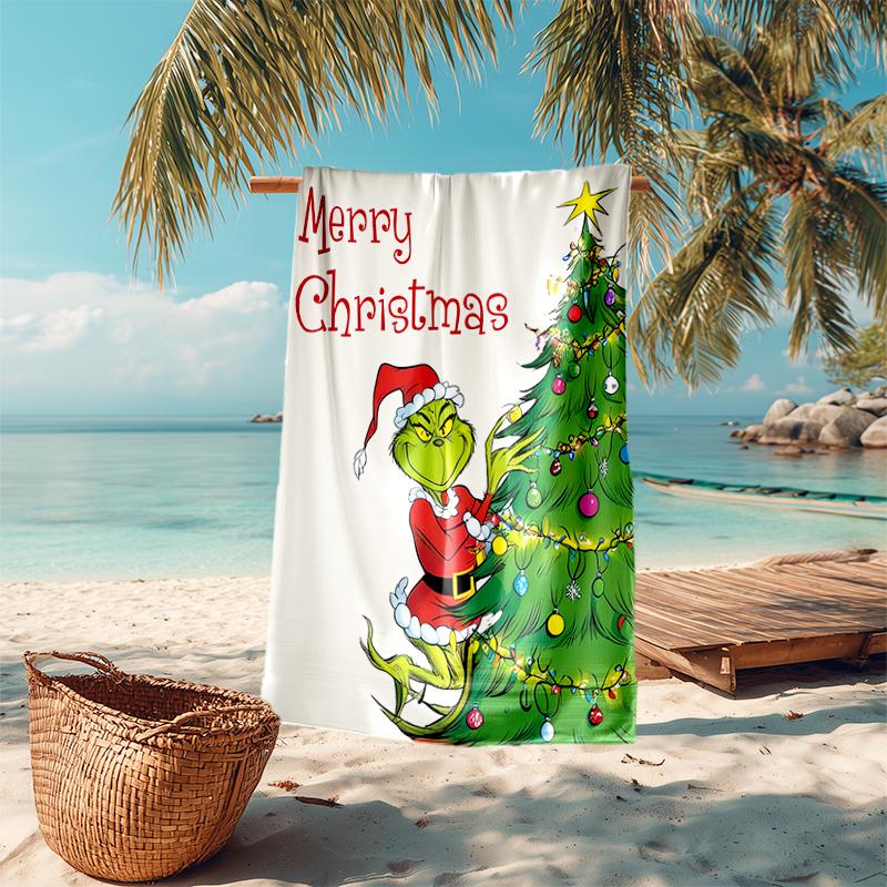 Grinch beach towel Outdoor camping Beach towel for vacation swim Outdoor pool Absorbent bath towel