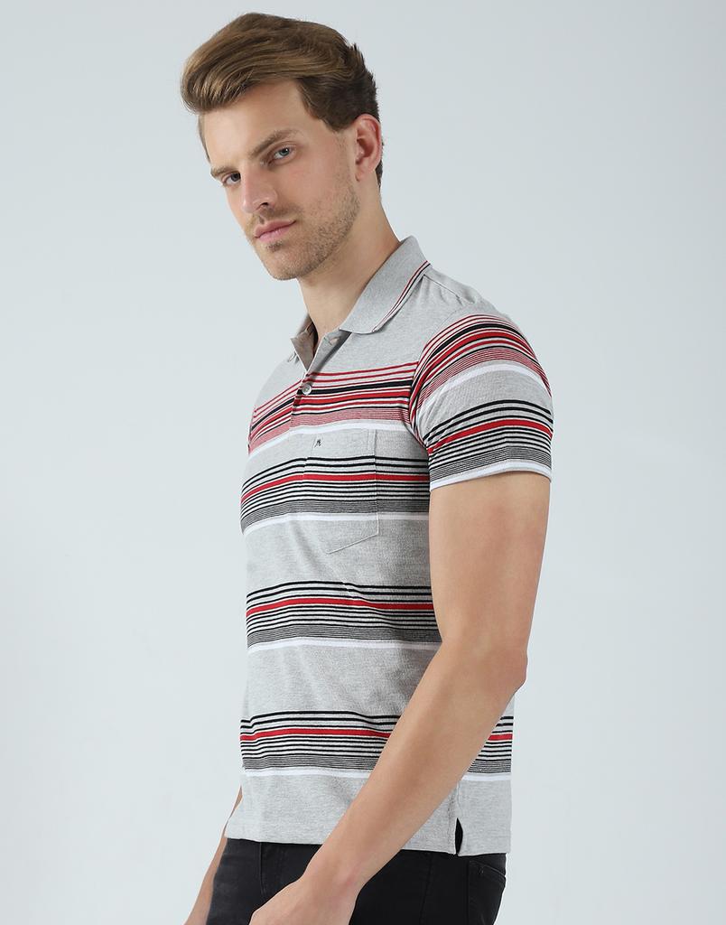 MONTE CARLO Mens Striped Collar Neck T-Shirt
