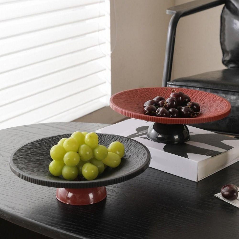 Plastic High-legged Fruit Plate Large Capacity Snack Serving Tray Fashion Candy Plates  Living Room