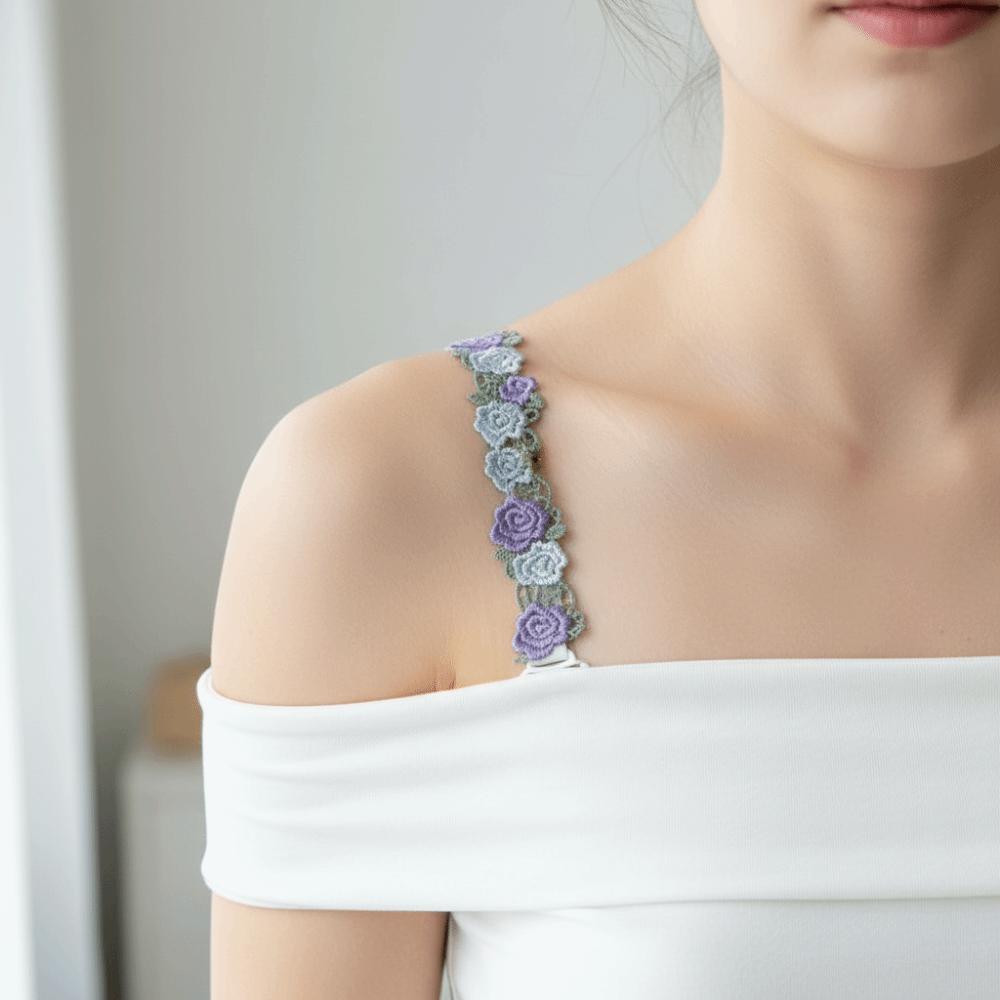 Adjustable Floral Bra Straps with Lace Trim Flower Lingerie Strap Fashion Underwear Strap  Women