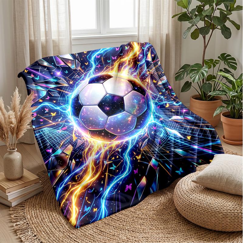 Energetic Soccer Ball Theme blanket Lightweight Warm Flannel Blanket Decorative Throw Blanket for Home Decoration