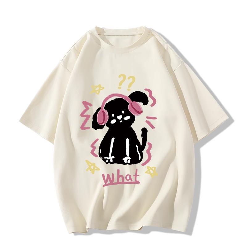 Summer new cartoon cute dog design short-sleeved T-shirt women's age reduction versatile casual loose short-sleeved top