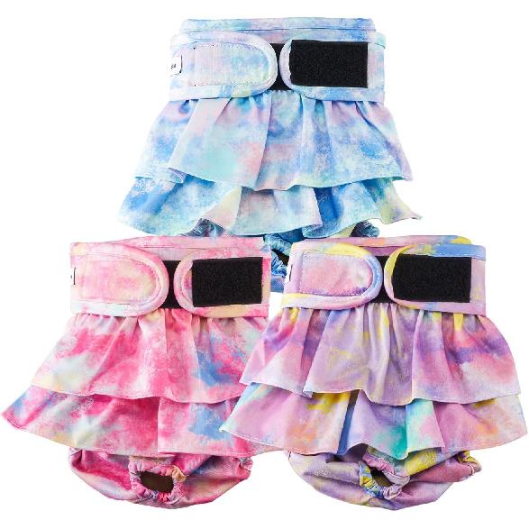 Reble Dog Diapers Female Washable, Premium Doggie Diaper for Dogs, Pack of 3, Highly Absorbent Small Dog Diaper for Heat, Incontinence and Puppy