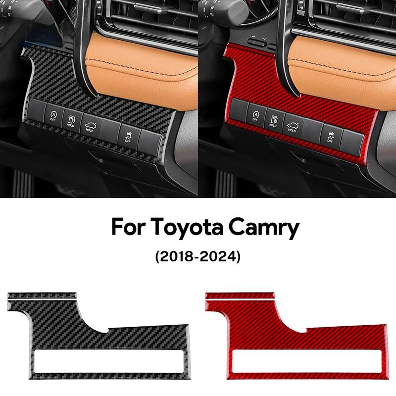 Real Soft Carbon Fiber For Toyota Camry 2018 2019 2020 2021 2022 2023 2024 LHD RHD Car Headlight Switch Button Panel Accessories.