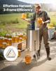 VEVOR Electric Honey Extractor, 3 Frame Honey Spinner with Transparent Lid, 140W Stainless Steel Honeycomb Drum Spinner, Height Adjustable
