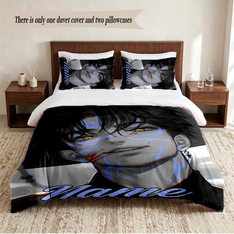 jinu Personalized Custom Name 3‑Piece Bedding Set Soft Duvet Cover Set For Bedroom Home Decor