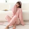 Padded Thickened Coral Fleece Pajamas Suit New Nightwear Female Fall and Winter Warm Two Pieces Set of Sleepwear Homewear