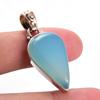 Natural Aqua Chalcedony Gemstone 925 Sterling Silver Two Tone Pendant 1.5'' u9Q64