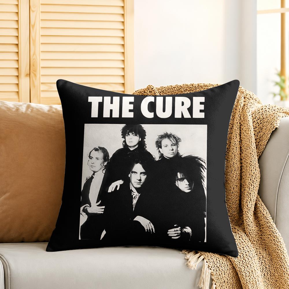 The CCure Rock Band Cushion Cover Silky Short Plush Invisible Zipper Dustproof Sofa Pillow Case For Home Decor