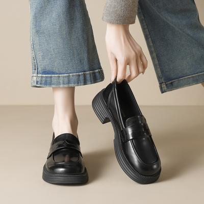 Женские мокасины на платформе из искусственной кожи с толстым каблуком, пенни-лоферы, женские удобные туфли без застежек, повседневные деловые туфли для работы и офиса