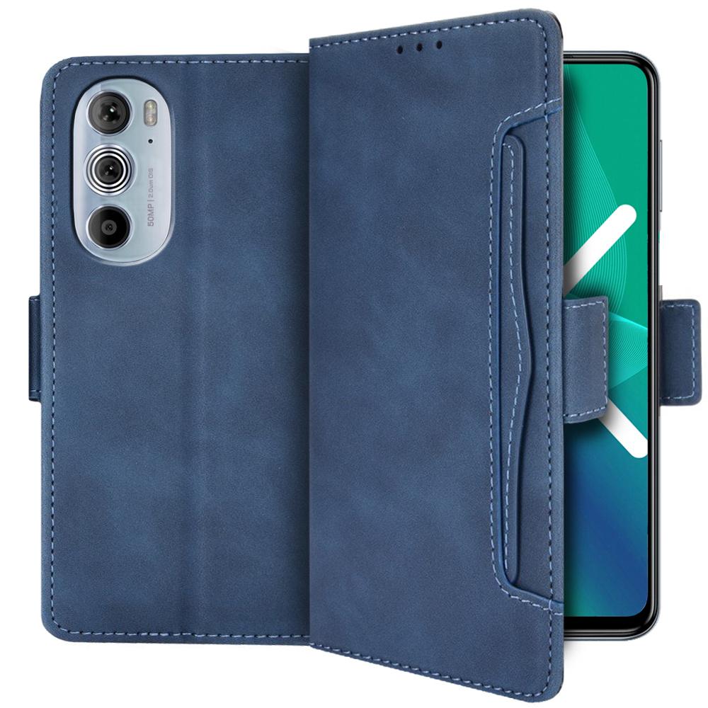 Flip Case for Motorola Edge 30 Pro, Card Slot, Blue