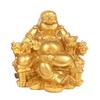 Hotei Feng Shui Item, Maitreya Bodhisattva Buddha Statue, Hotei Sitting On a Dragon Throne, Ornament, Wealth, Good Fortune, and Money Luck, Amulet,