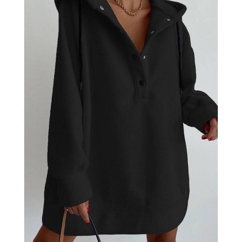 Женская свободная повседневная флисовая толстовка с длинными рукавами и капюшоном