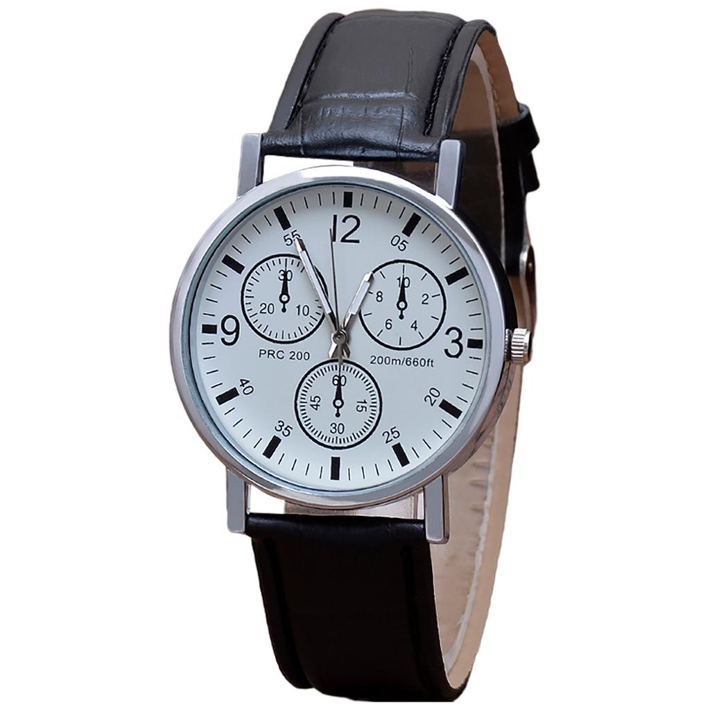 Мужские часы с тремя глазами, кварцевые часы, мужские часы с синим стеклянным ремешком