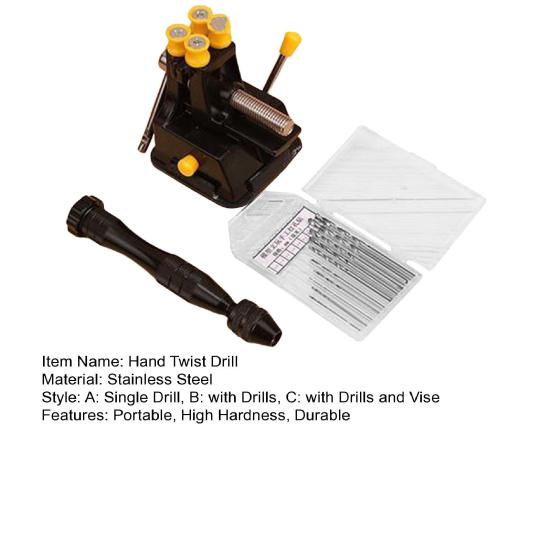 Ручная дрель, мини, высокая точность, экономия времени, ручные инструменты «сделай сам», ручной инструмент из нержавеющей стали, патрон для спиральной дрели, зажим для деревообработки