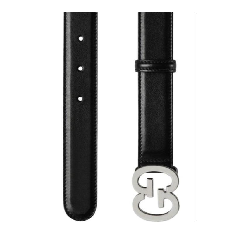 Gucci Классический узор Monogram Monogram Изысканная гладкая пряжка Кожаный ремень Мужской Черный Ширина 3 см 745830-0YA0N-1000