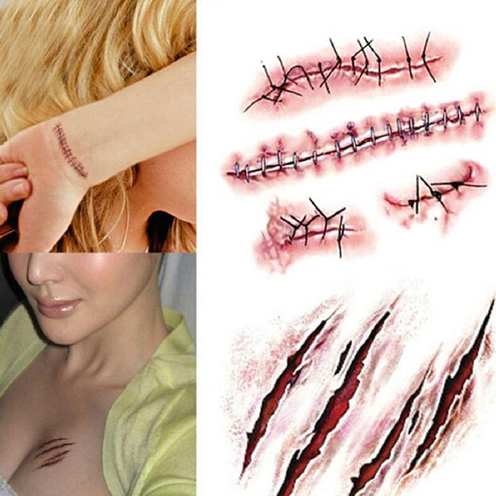 Party Waterproof Body Art Horror Scar Temporary Tattoos Halloween Tattoo Stickers Fake Tattoo