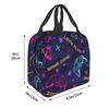 Featuring Neon Game Joystick Controllers Lunch Bag Women Geometric Thermal Cooler Insulated Lunch Boxes for Adult Office