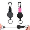 [DMEEK] Set of 2 Reel Keychain with Carabiner, Elastic Reel Type Key Reel, Multifunctional, Sturdy, Maximum 60cm, Lost Prevention, Metal Wire,