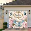 2D Floral Tea Party Backdrop, Afternoon Tea Party Background Cloth