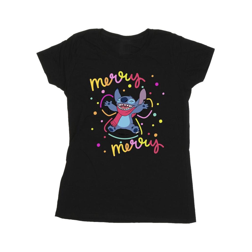 Disney Womens/Ladies Lilo & Stitch Merry Rainbow Cotton T-Shirt