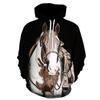 Fashion Horse 3D Print Hoodies Animal Pullover Hooded Sweatshirts Casual Cartoon Long Sleeve Shirts