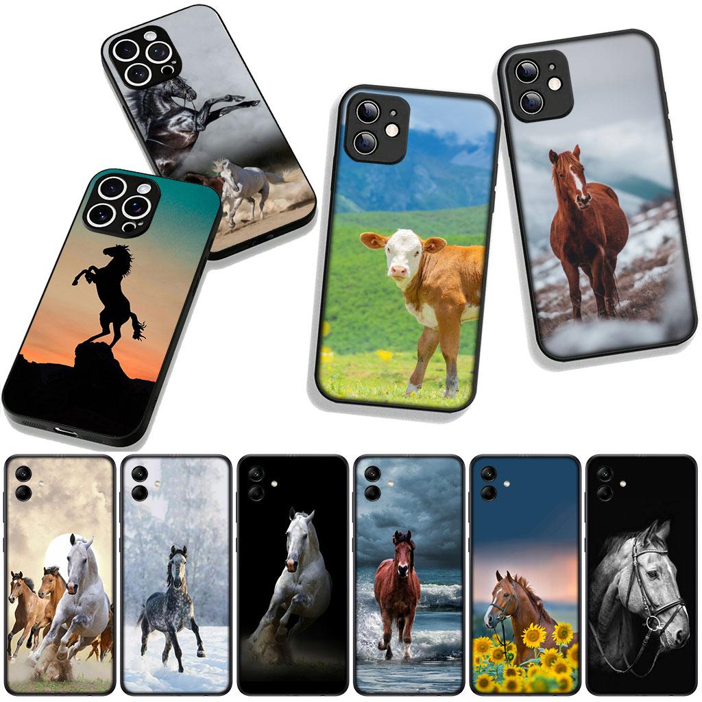 for Motorola Moto G54 G05 G24 G45 G55 G75 G85 G15 G57 G86 Power Edge 50 30 Ultra Fusion neo Pro Case Running Wild Horse Pets