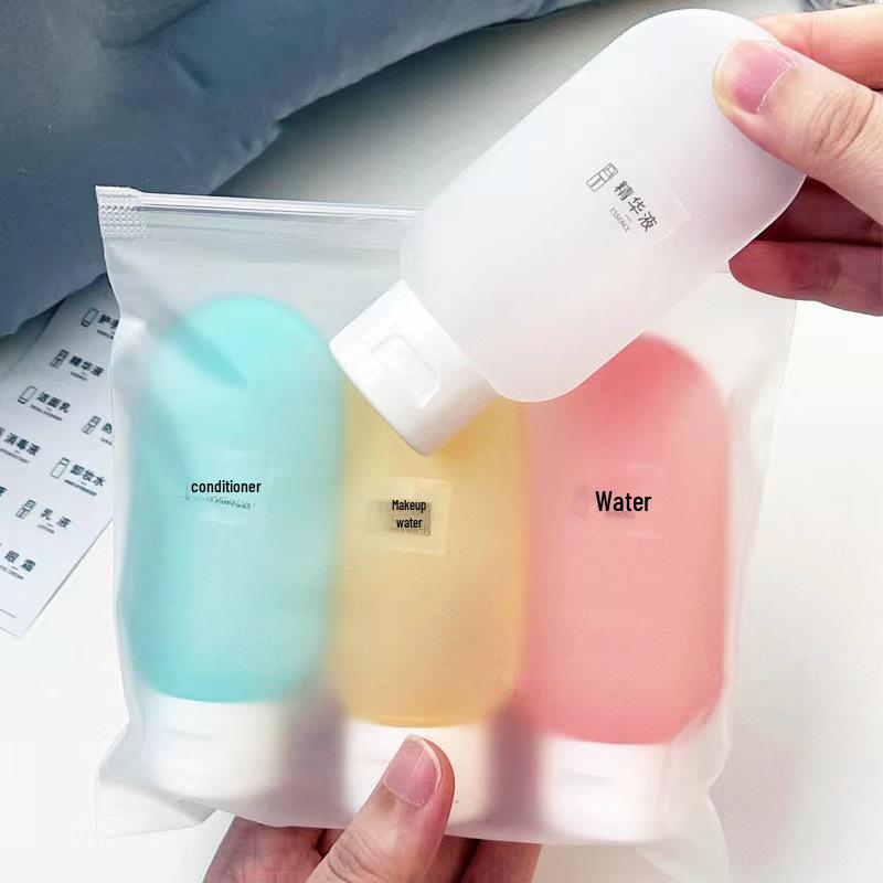 Compact Travel Toiletries Set: Shampoo, Skincare, and Shower Gel Bottles