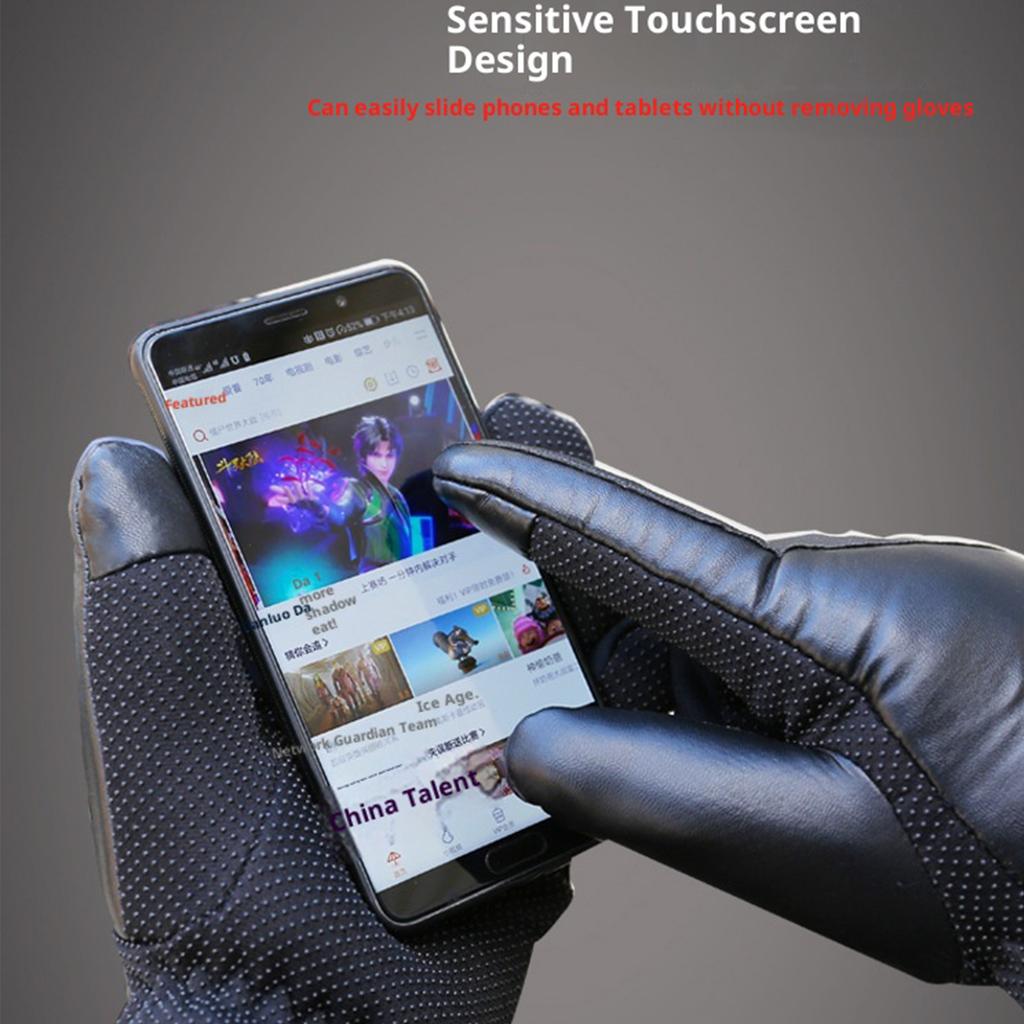 Электрическая сенсорная грелка для рук Ветрозащитные мягкие кожаные перчатки с подогревом Утепленные перчатки для улицы Велосипедные Мотоциклетные Термоперчатки с подогревом