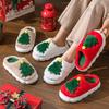 Fashion Women Winter Fluffy Faux Fur House Slippers Female Christmas Tree Soft Sole Floor Slippers Woman New Indoor Cozy Warm Flat Shoes