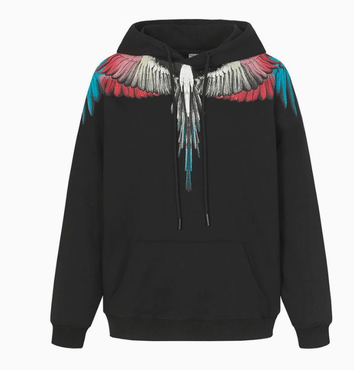 Модный Худи с Пернатыми Крыльями Marcelo: Многоцветная толстовка с фантомными крыльями, унисекс, с круглым вырезом, дизайн с молнией и змеей.