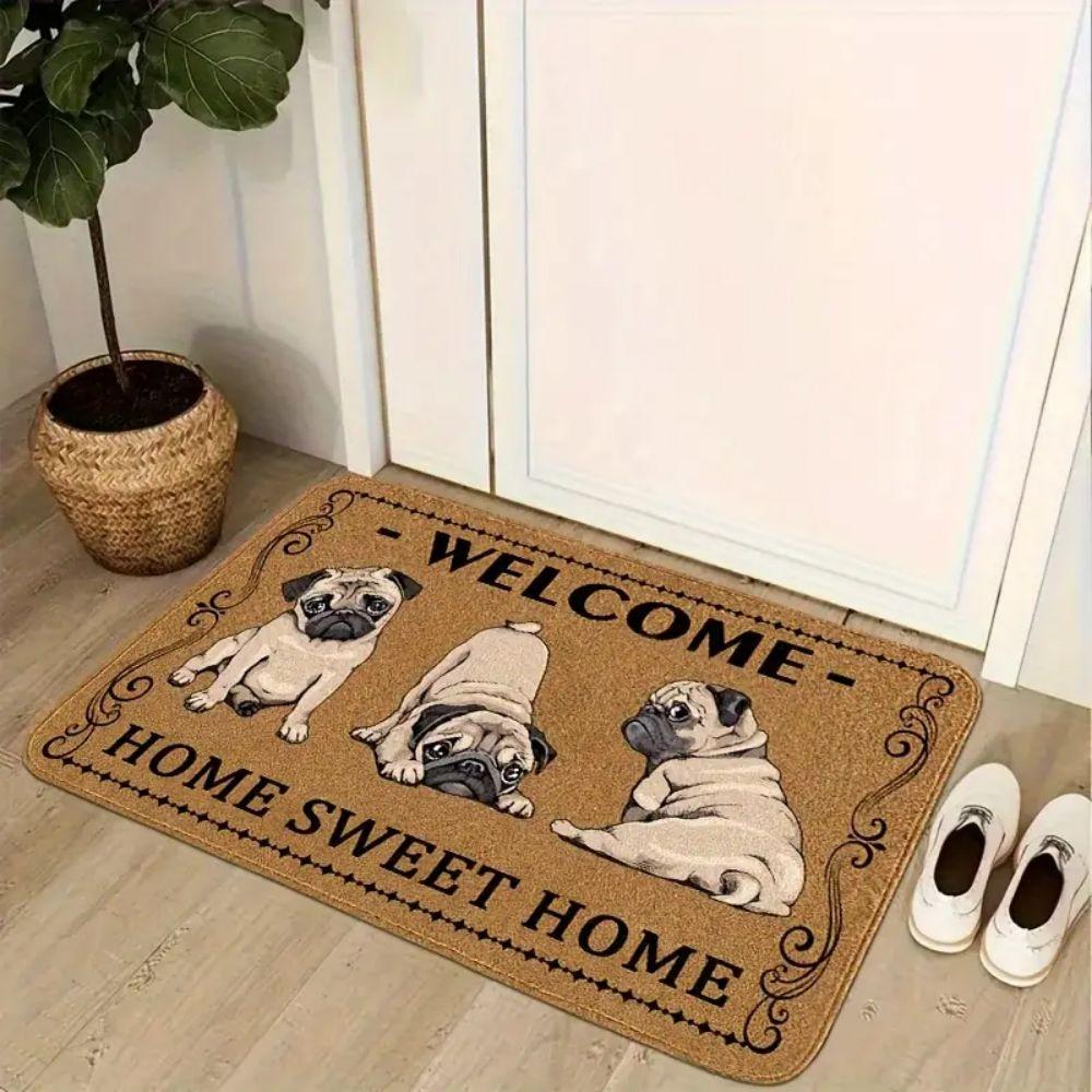 Welcome Home Pomeranian Pattern Rug Living Room, Bedroom, Hallway Entrance Door Mat Soft Comfortable Floor Mat Home Decor