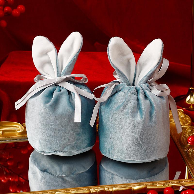 Пасхальные кроличьи ушки, мешочек для конфет, милый кролик, бархатные мешочки на шнурке, подарочные упаковочные пакеты, органайзер для украшений для свадьбы, дня рождения, вечеринки