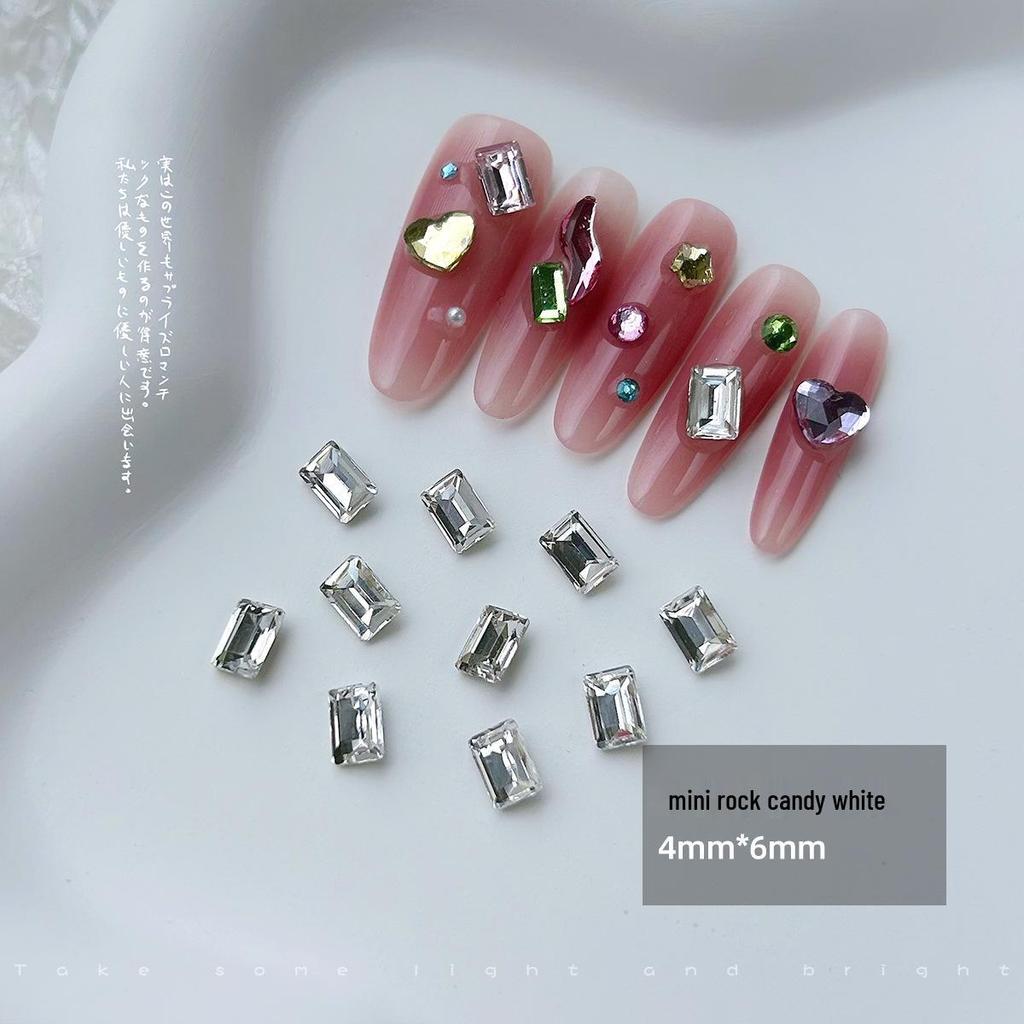 10 Мини-леденцов в виде бриллиантов: Маленькие, с заостренным дном, прямоугольные стеклянные украшения для нейл-арта 4x6
