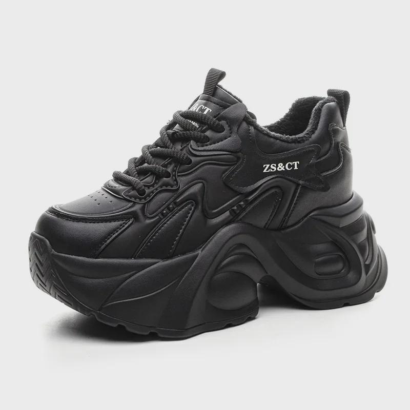 Женские туфли Dad Shoes из натуральной кожи на толстой подошве, визуально увеличивающие рост, универсальные повседневные кроссовки на весну/осень, мода 2025 года.