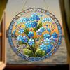 1Pc Forget Me Not Flower Suncatcher Stained Glass Effect Home Decor Christmas Gift 2D