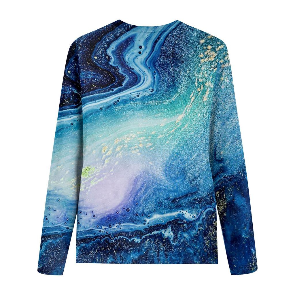 Женская модная повседневная блузка с длинным рукавом и круглым вырезом, пуловер с принтом