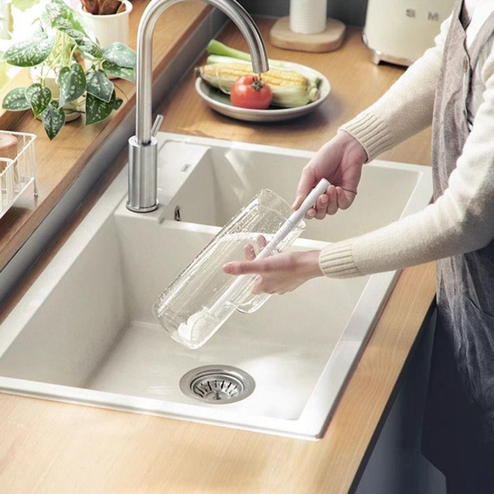 Long Handle Cup Brush Folding Brush Head Cleaning Brush New Glass Cleaner  Feeding Bottle