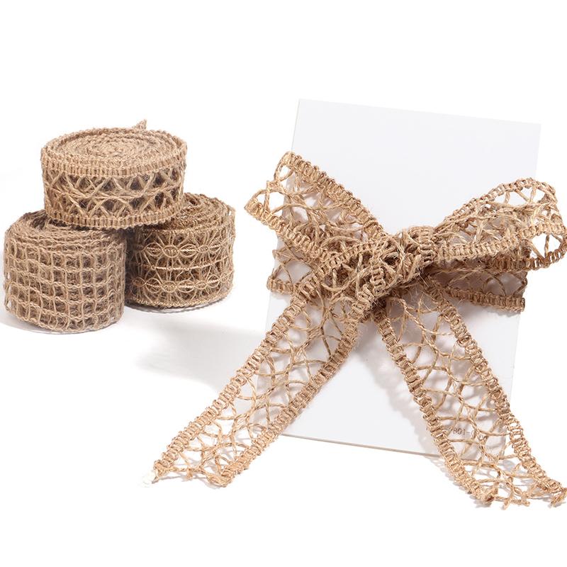 1 шт. Мешковина Лента Домашняя Лента Подарочная Упаковка Плетеная Лента Ручная работа Полая Плетеная Лента Декоративная Мульти-стиль