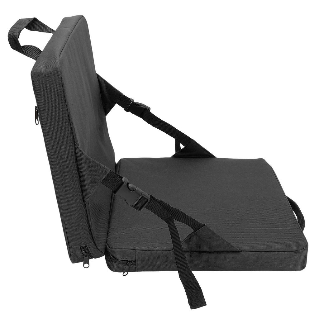 Folding Stadium Seat Cushion with Back Support Portable Handle Bleacher Cushion for Outdoor Black