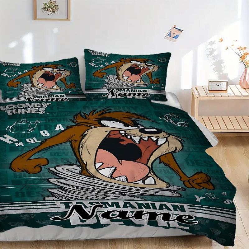 Custom Textile Looney Tunes Bedding 3 Piece Set HD Print Duvet Cover Pillowcases for Teens Adult Bedroom Decoration