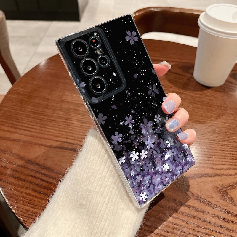Чехол для телефона с узором «Цветение сакуры» для Samsung Galaxy S26 S25 S24 S23 Ultra S22 Plus S24 S21 FE S25 Edge Прозрачный Мягкий Чехол