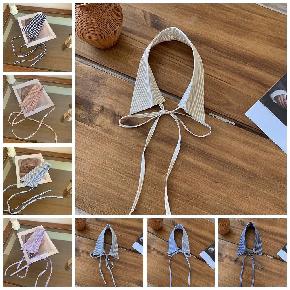 Plaid Blouse False Neckwear Comfortable Women's Detachable Collar Women/Girls