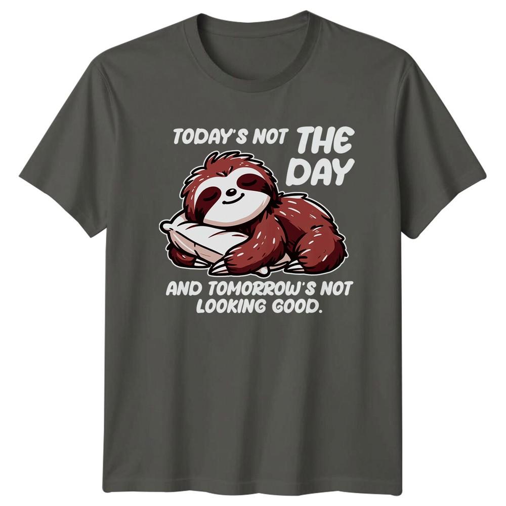 Lazy Sloth Todays Not The Day Funny Animal Pun Graphic TShirt