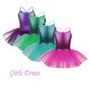 Kids Girls Fish Scales Sparkle Shoulder Straps Gymnastics Ballet Dance Leotards Tutu Dress Mermaid Costume