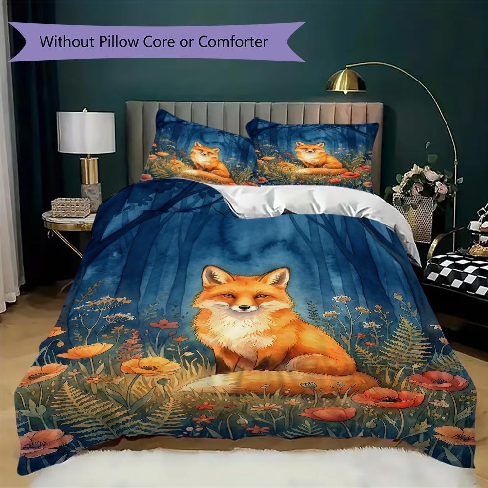 Healing animals Pattern Bedding uilt Set uilt Cover Pillowcase Home Decoration Birthday Gift (1 * duvet cover + 2 * pillowcase without core)