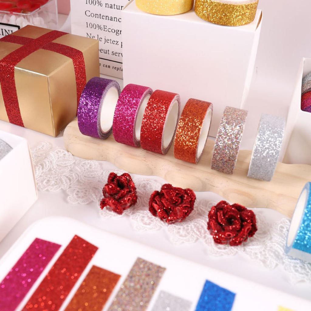 Sparkle Decorative Tape for Art, DIY Glitter Washi Tape Set - 12 Rolls Colored Masking Tape, Scrapbook Tape,Decor & Crafts
