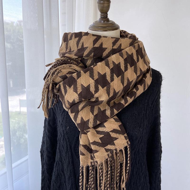 Fashionable And Trendy Scarves For Women In Autumn And Winter, New Mid Length Scarves With Sweet And Warm Tassel Shawls For Students And Couples