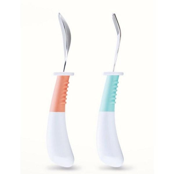 Tiny Twinkle Baby Stainless Steel Spoon + Fork Set, Mint, 1 Set