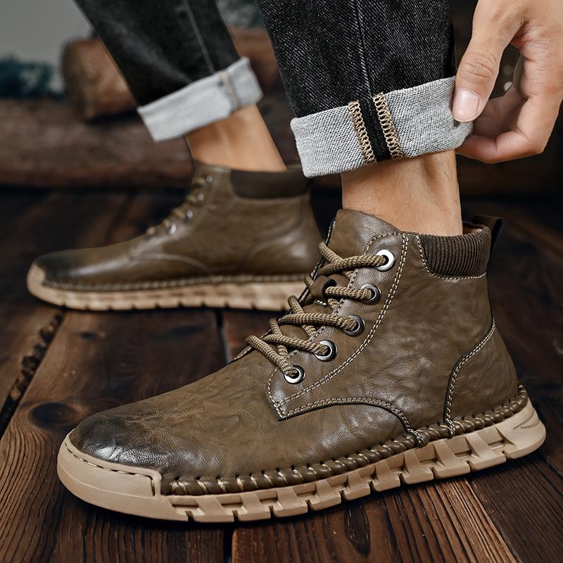 Модные зимние плюшевые мужские ботинки-дезерты на шнуровке, модные уличные дизайнерские ботинки на толстой подошве, повседневная деловая обувь, нескользящие ботинки для ходьбы